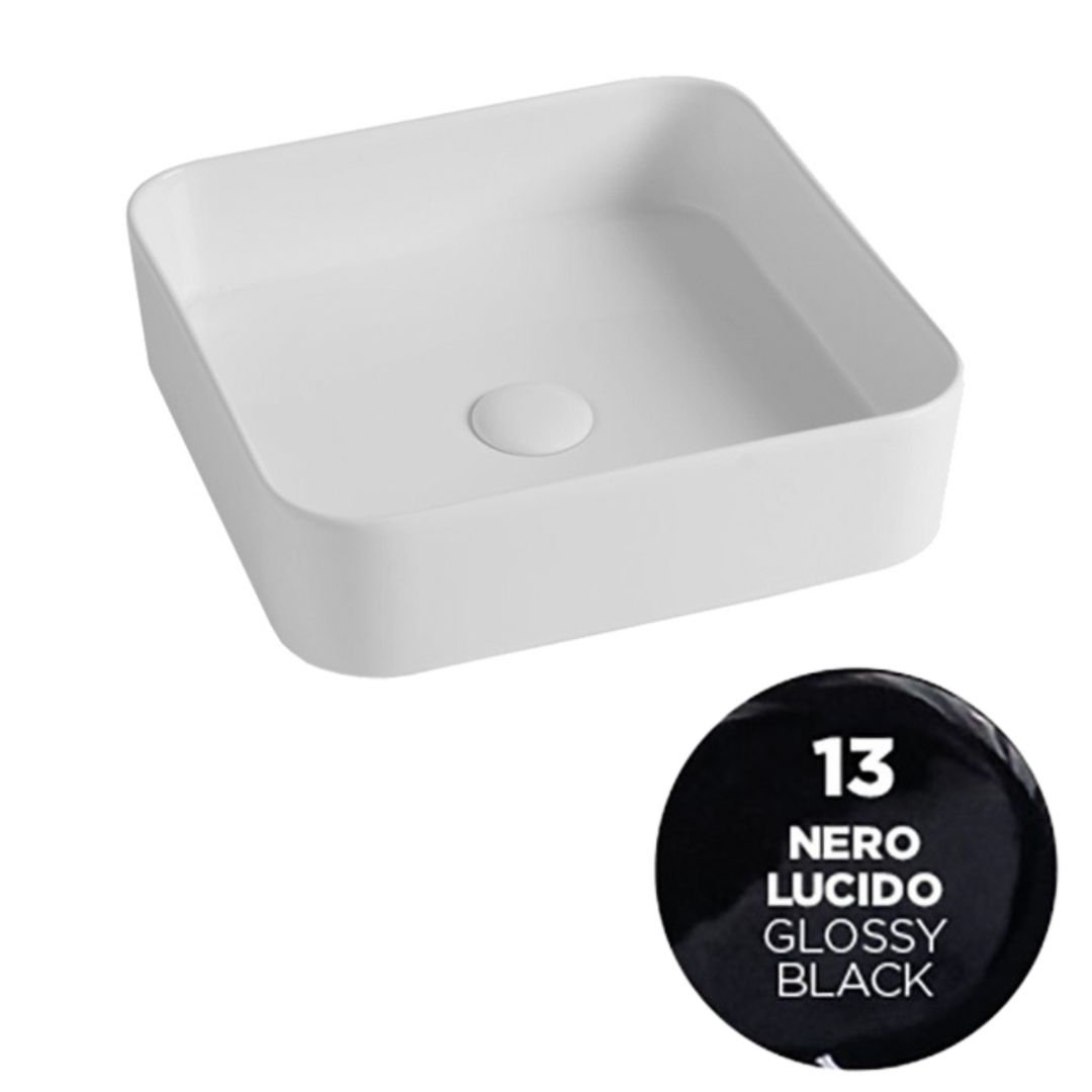 SMA42QU4013 Раковина накладная Olympia Smash, 40x40x11.5 см (цвет - черный глянцевый)