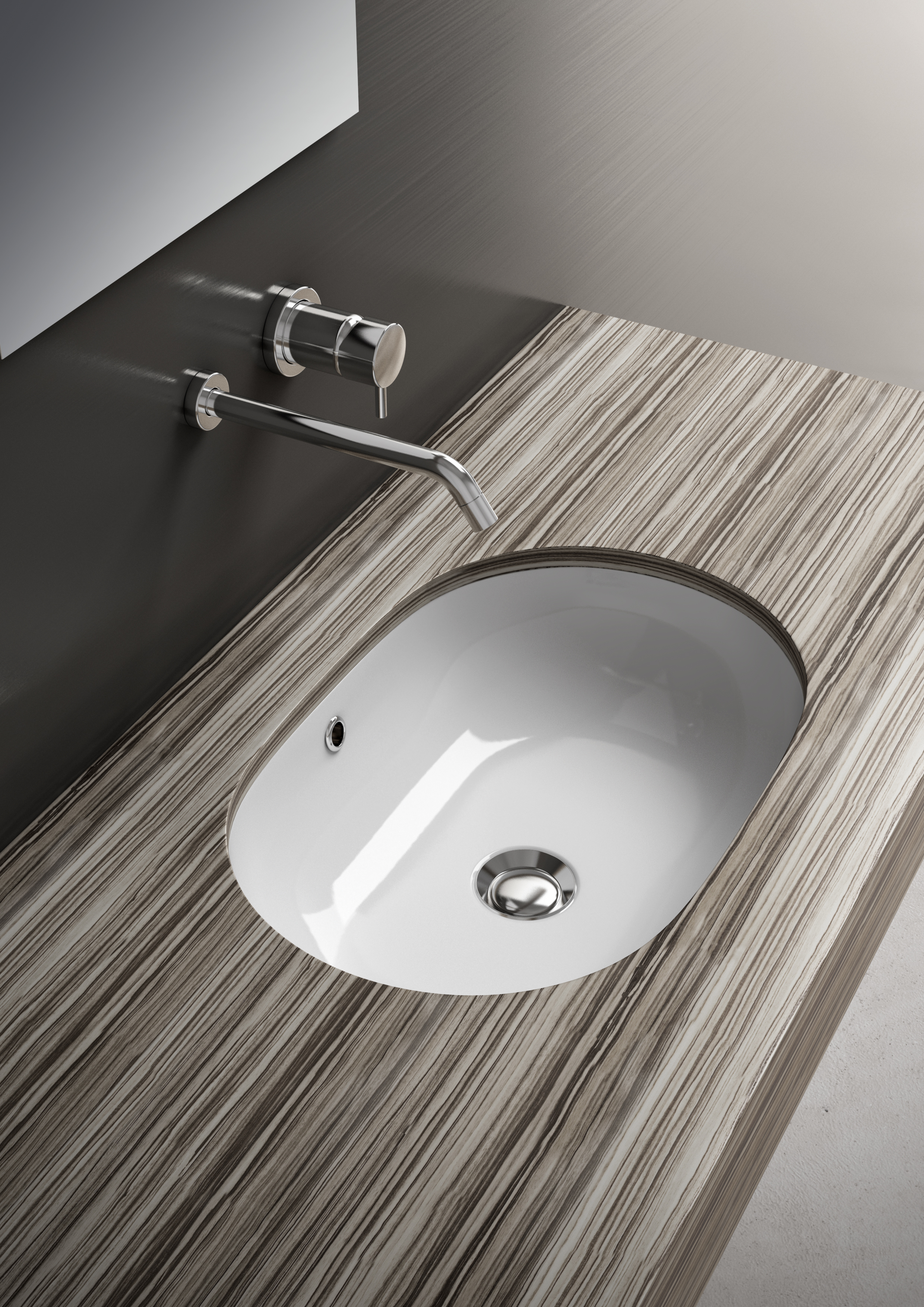 LIL4455001 Раковина встраиваемая Olympia Sottopiano Ovale, 55x38 см с креплениями (цвет - белый глянцевый)