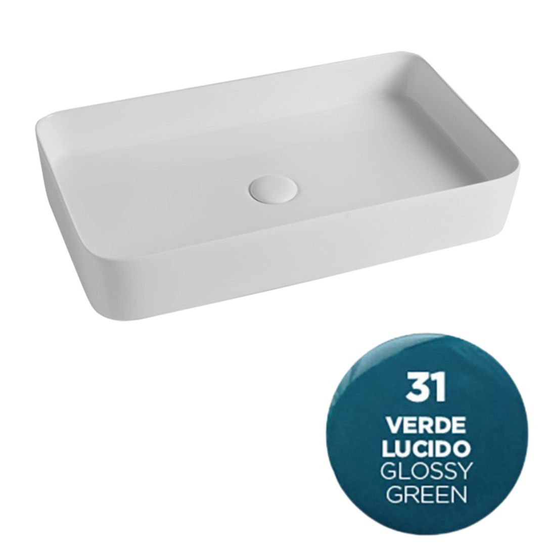 SMA42RE65031 Раковина накладная Olympia Smash 65x40xh11 см (цвет - зеленый глянцевый)