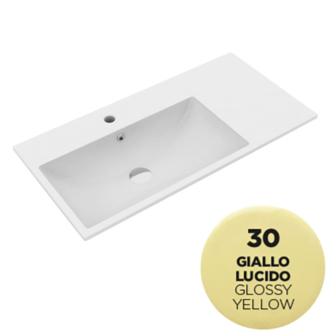 TUE4875130 Раковина Olympia Tutto Evo 75x45 см, с 1 отв. подвесная/встраиваемая (цвет - желтый глянцевый)