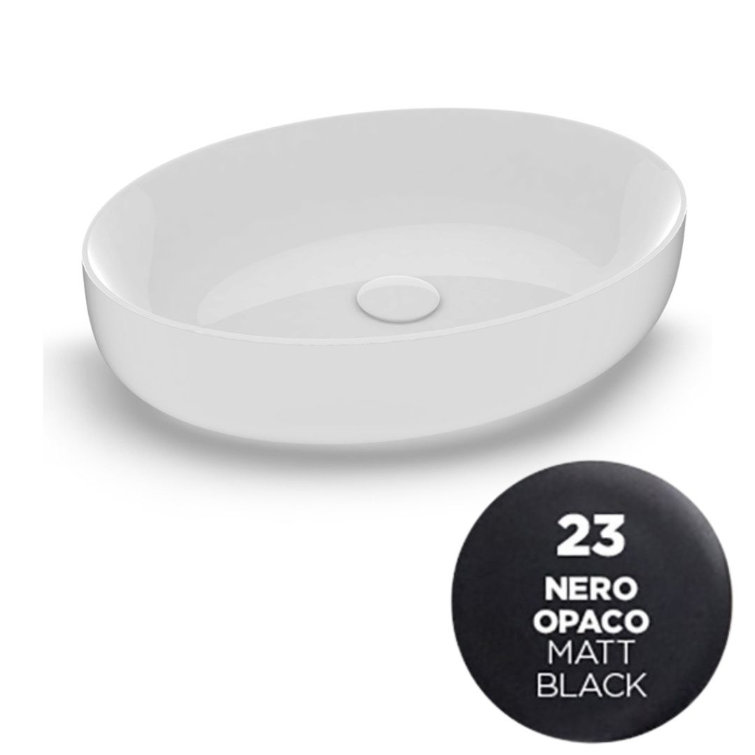 MET42O6023 Раковина Olympia Metamorfosi накладная, 55x42xh14 см (цвет - черный матовый)