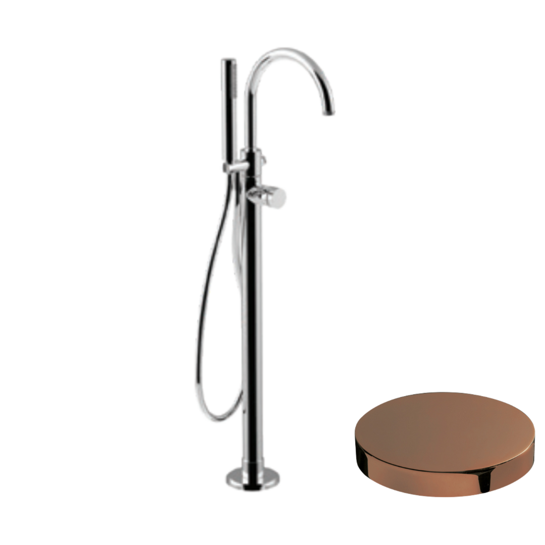 MR0092DLEPRG Внешняя часть смесителя для ванны Giulini My Ring Deluxe отдельностоящий, излив, ручной душ (цвет - золото розовое)#