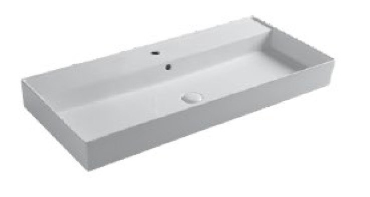 DRP4310VT101 Раковина Olympia Drop накладная/подвесная 100x46x15 см (цвет - белый глянцевый)