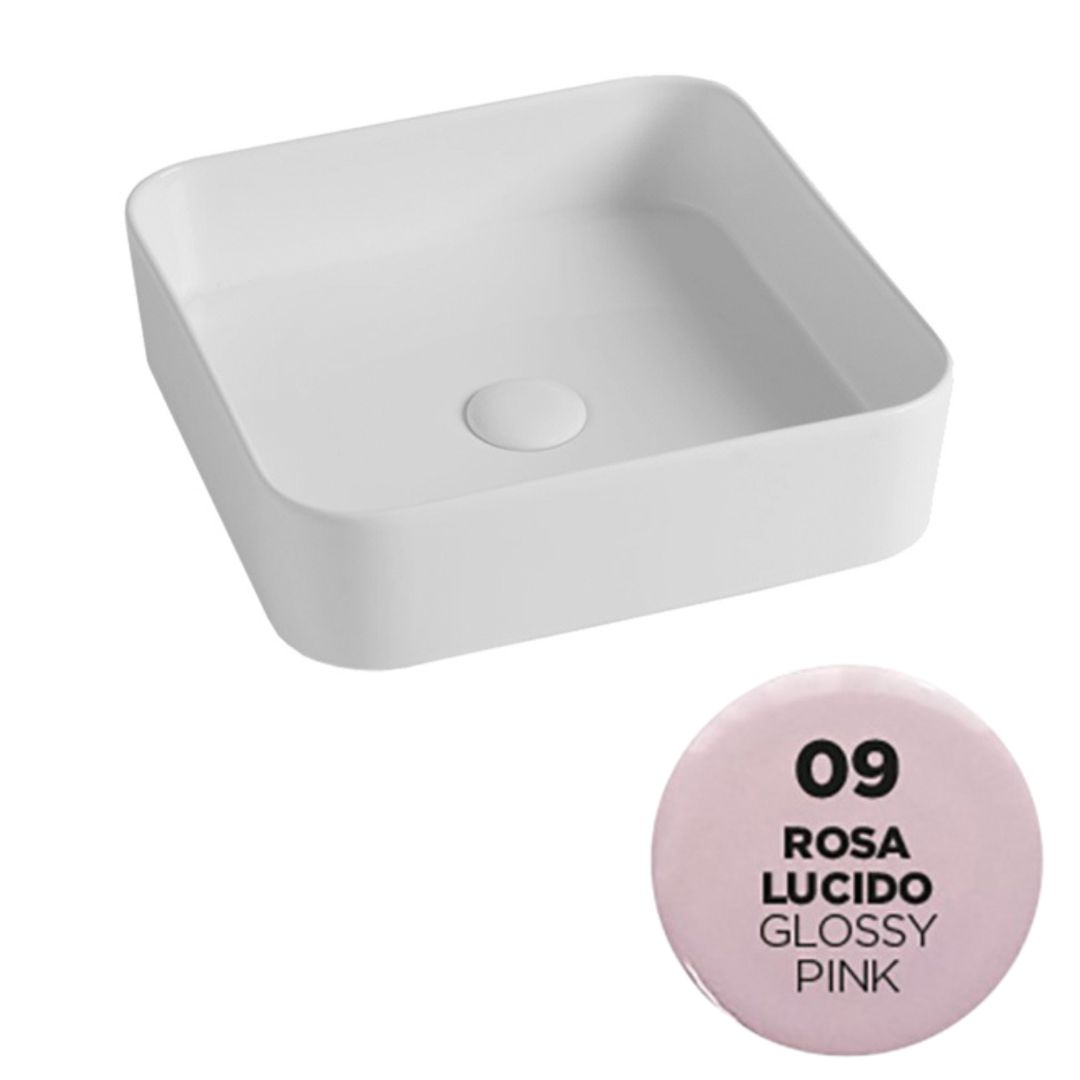 SMA42QU4009 Раковина накладная Olympia Smash, 40x40x11.5 см (цвет - розовый глянцевый)