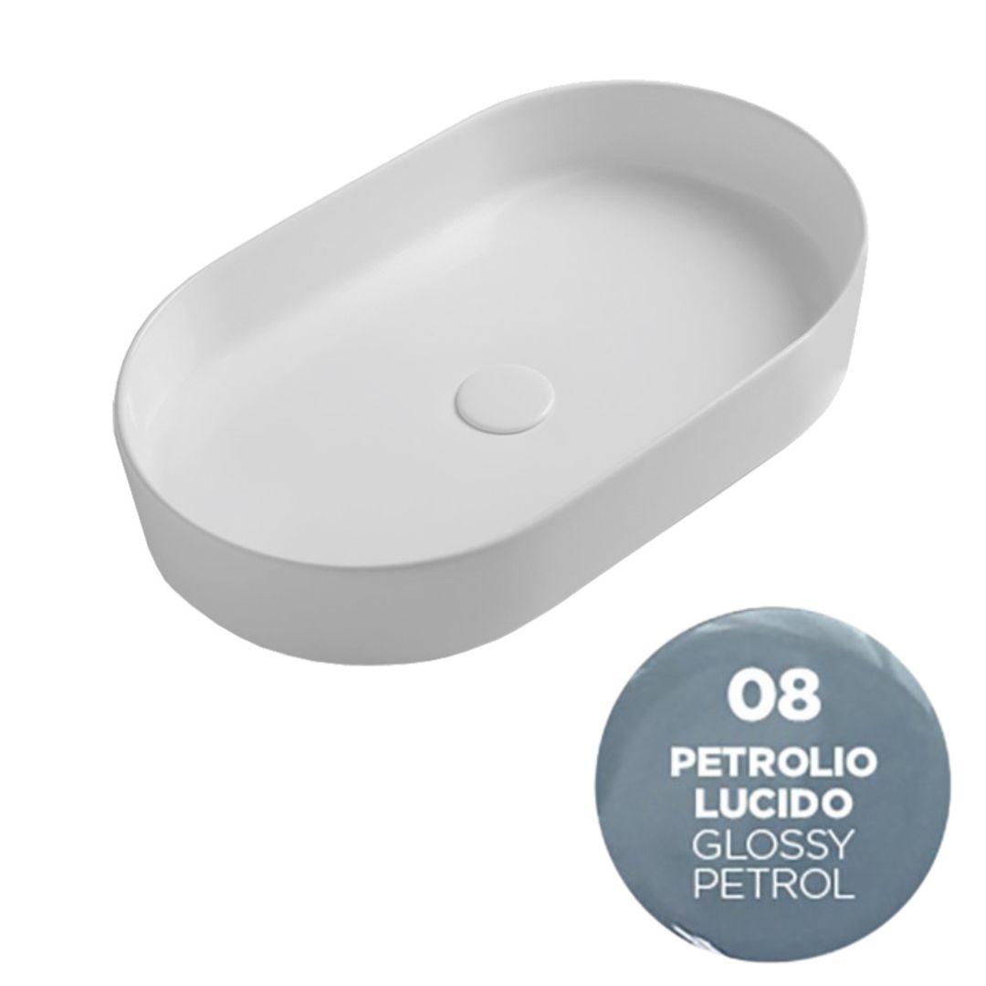 SMA42SO6008 Раковина накладная Olympia Smash, 60x36xh12 см (цвет - нефть глянцевый)