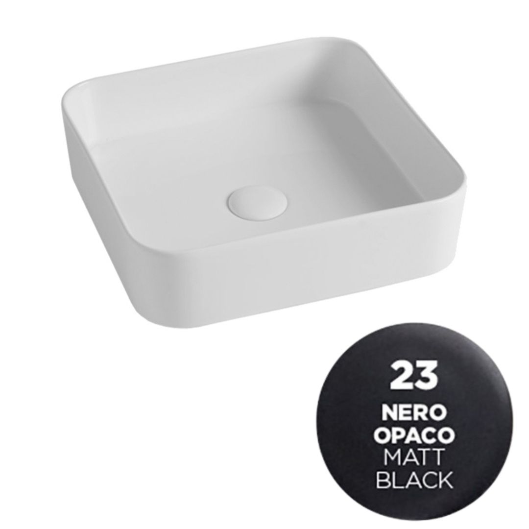 SMA42QU4023 Раковина накладная Olympia Smash, 40x40x11.5 см (цвет - черный матовый)