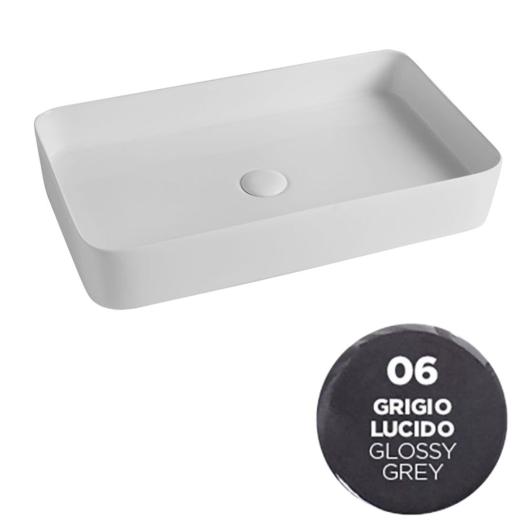 SMA42RE65006 Раковина накладная Olympia Smash 65x40xh11 см (цвет - серый глянцевый)