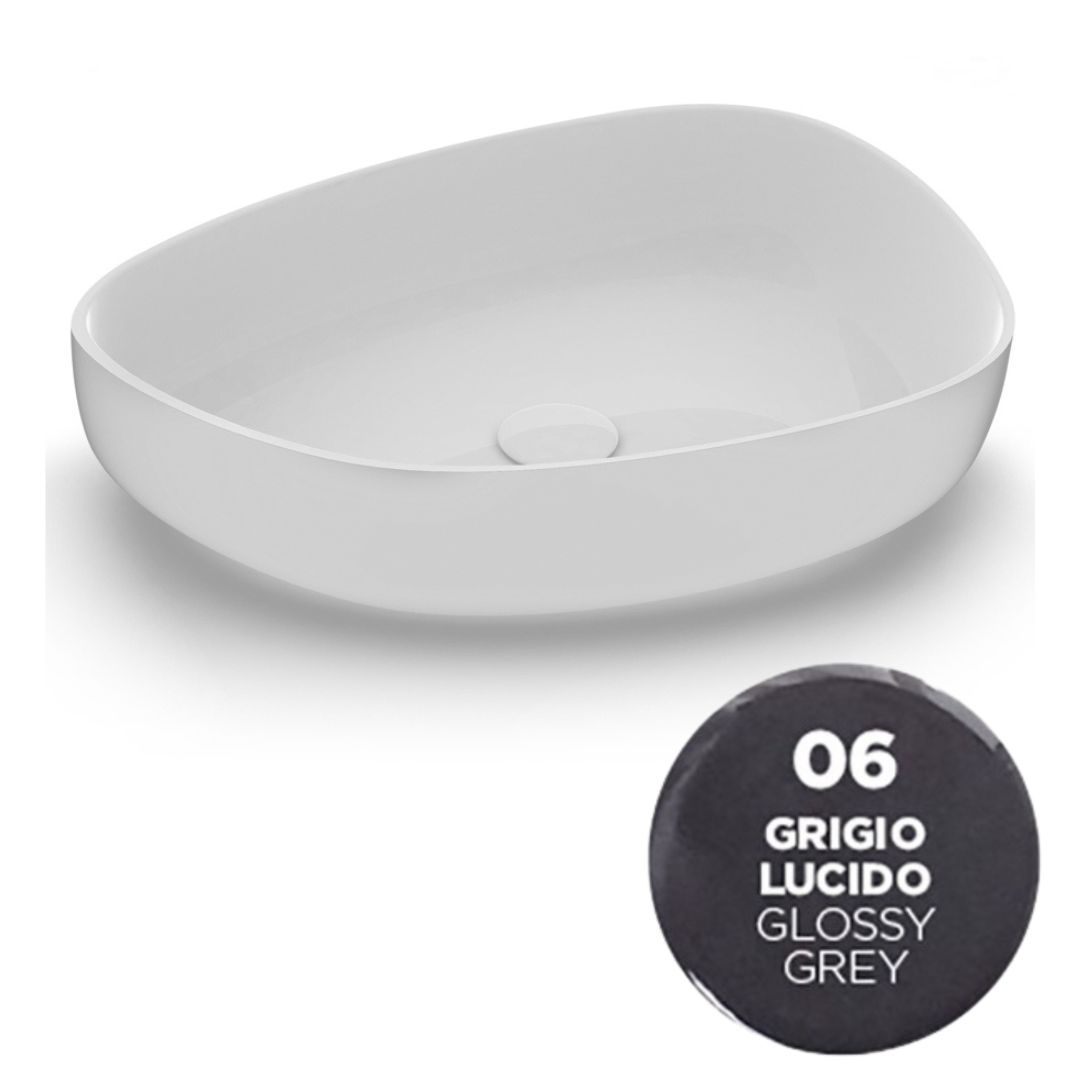 MET4255006 Раковина Olympia Metamorfosi накладная, 55x42xh14 см (цвет - серый глянцевый)