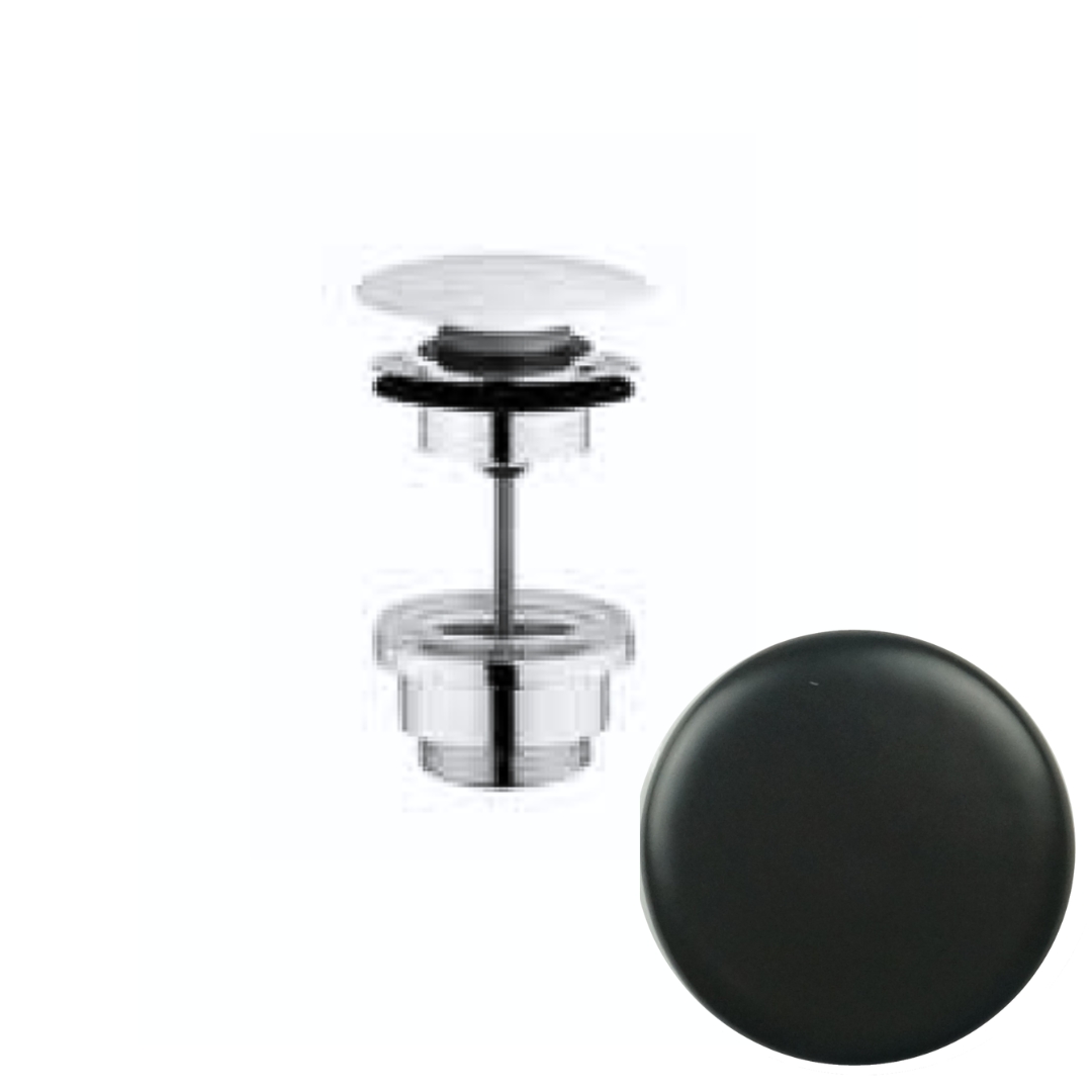 PIL23C Донный клапан OLYMPIA с керамической отделкой, для раковины или биде (цвет - матовый черный)