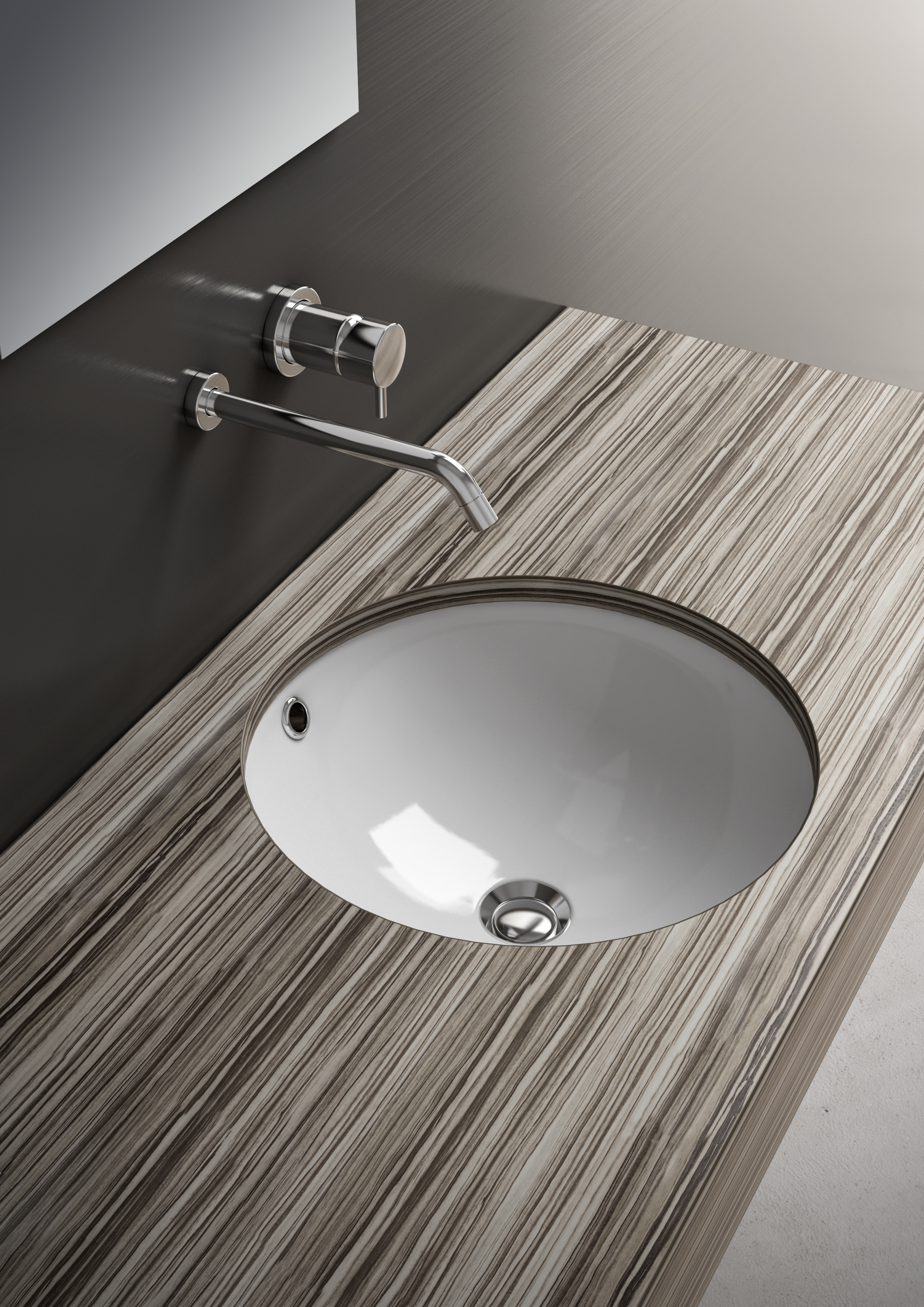 LIL4446001 Раковина встраиваемая Olympia Sottopiano Tondo, Ø46 с креплениями (цвет - белый глянцевый)
