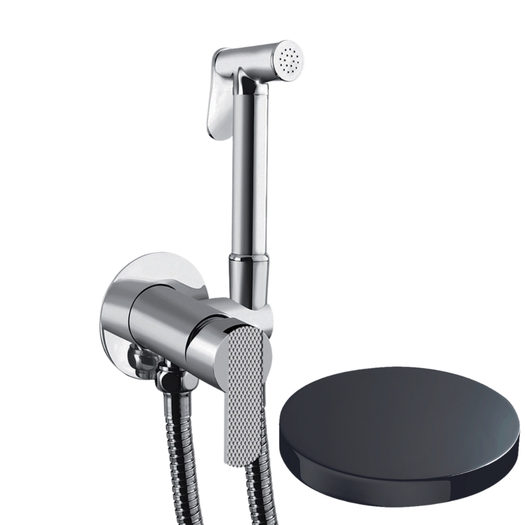 SH25/SEPDLCRN Внешняя часть гигиенического душа Giulini Surf Deluxe со смесителем (цвет - хром черный глянц)
