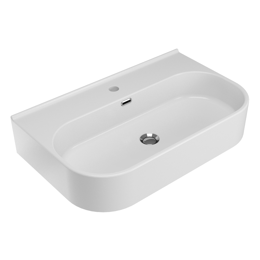 SYN4370101 Раковина Olympia Synthesis Eco 70х43хh14 см, с 1 отв. подвесная/накладная/на пьедестал/на полупьедестал (цвет - белый глянцевый)