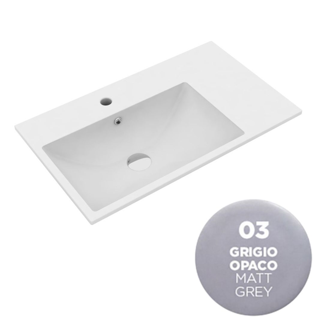 TUE4890103 Раковина Olympia Tutto Evo 90x45 см, с 1 отв. подвесная/встраиваемая (цвет - серый матовый)