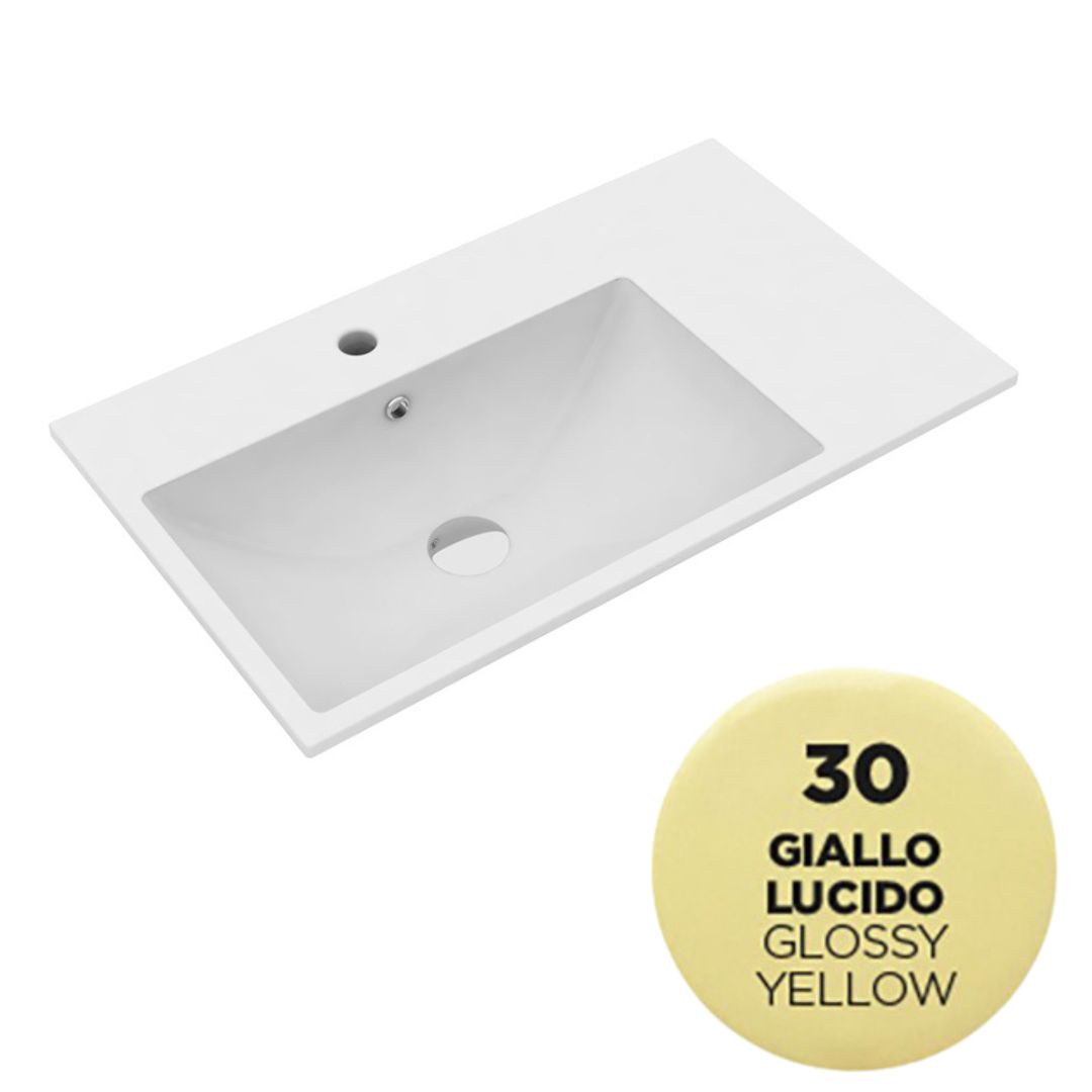 TUE4890130 Раковина Olympia Tutto Evo 90x45 см, с 1 отв. подвесная/встраиваемая (цвет - желтый глянцевый)
