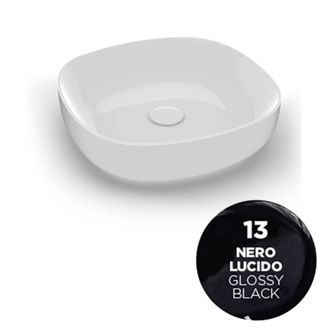 MET42O4013 Раковина Olympia Metamorfosi накладная, 45х45хh14 см (цвет - черный глянцевый)