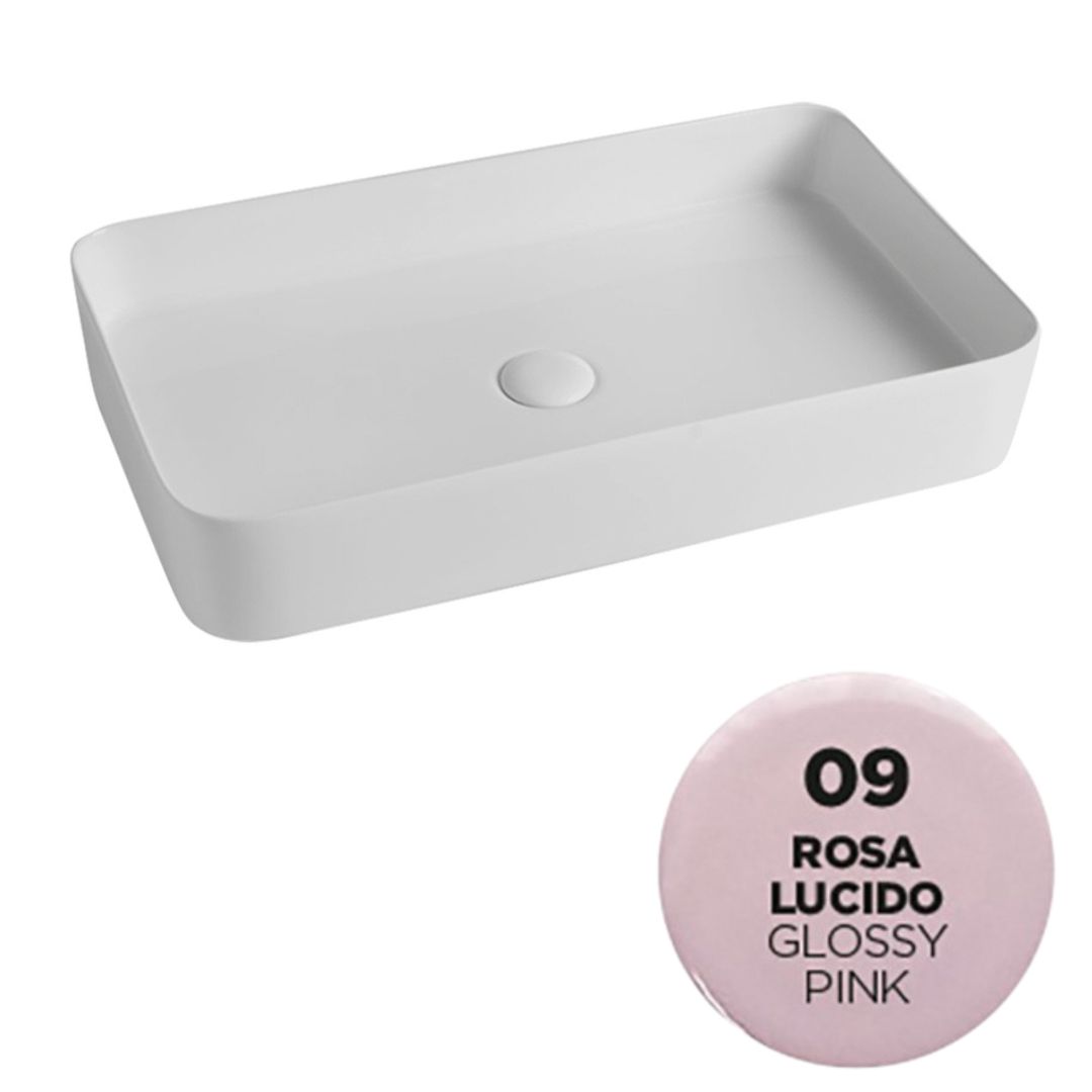 SMA42RE65009 Раковина накладная Olympia Smash 65x40xh11 см (цвет - розовый глянцевый)