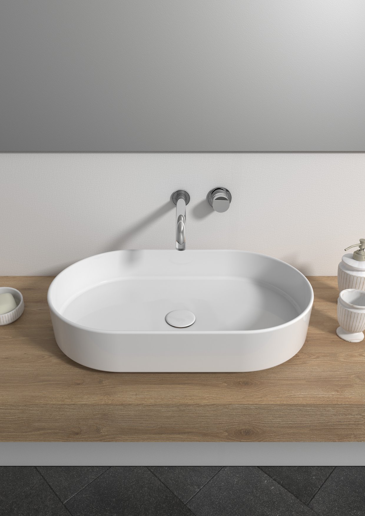 SMA42SO60001 Раковина накладная Olympia Smash, 60x36xh12 см (цвет - белый глянцевый)