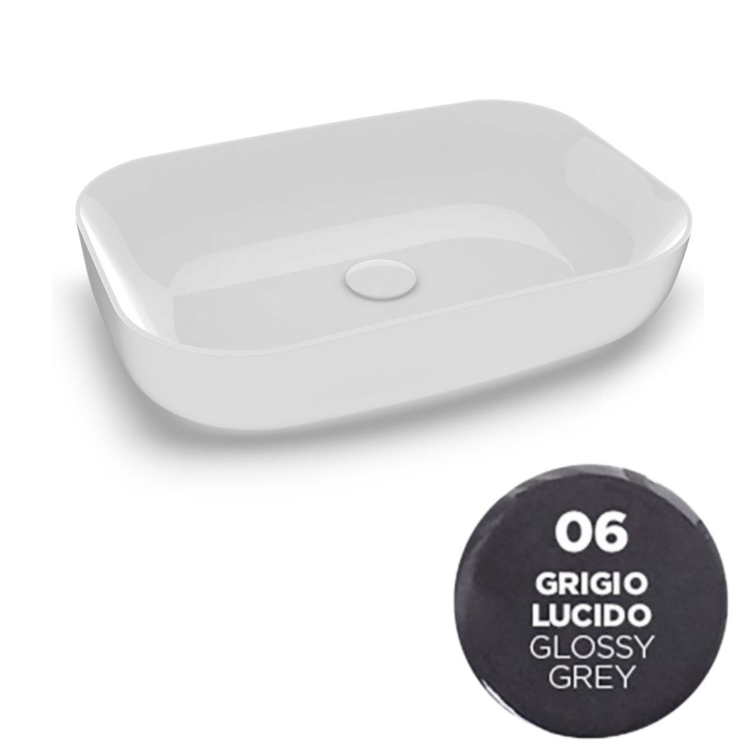 MET4260006 Раковина Olympia Metamorfosi накладная, 60x42xh14 см (цвет - серый глянцевый)