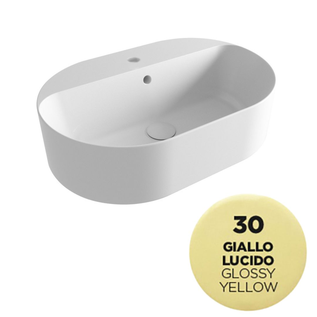 OPE42OV60130 Раковина накладная Olympia Open с отв. под смеситель 60x40x17 cm (цвет - желтый глянцевый)