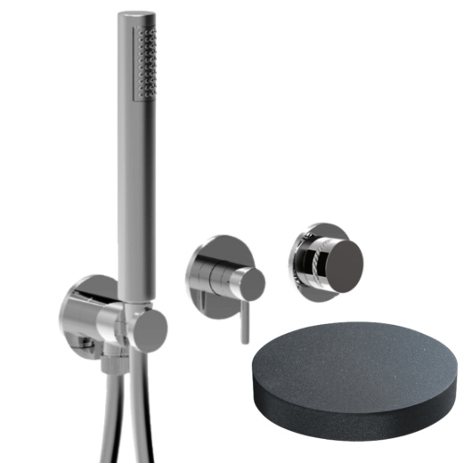 MRX5301DLGF Встраиваемый смеситель для душа Giulini My Ring Deluxe на 2 режима, однорычажный, поворотный переключатель, ручной душ + 1 доп. вывод воды (цвет - графит)