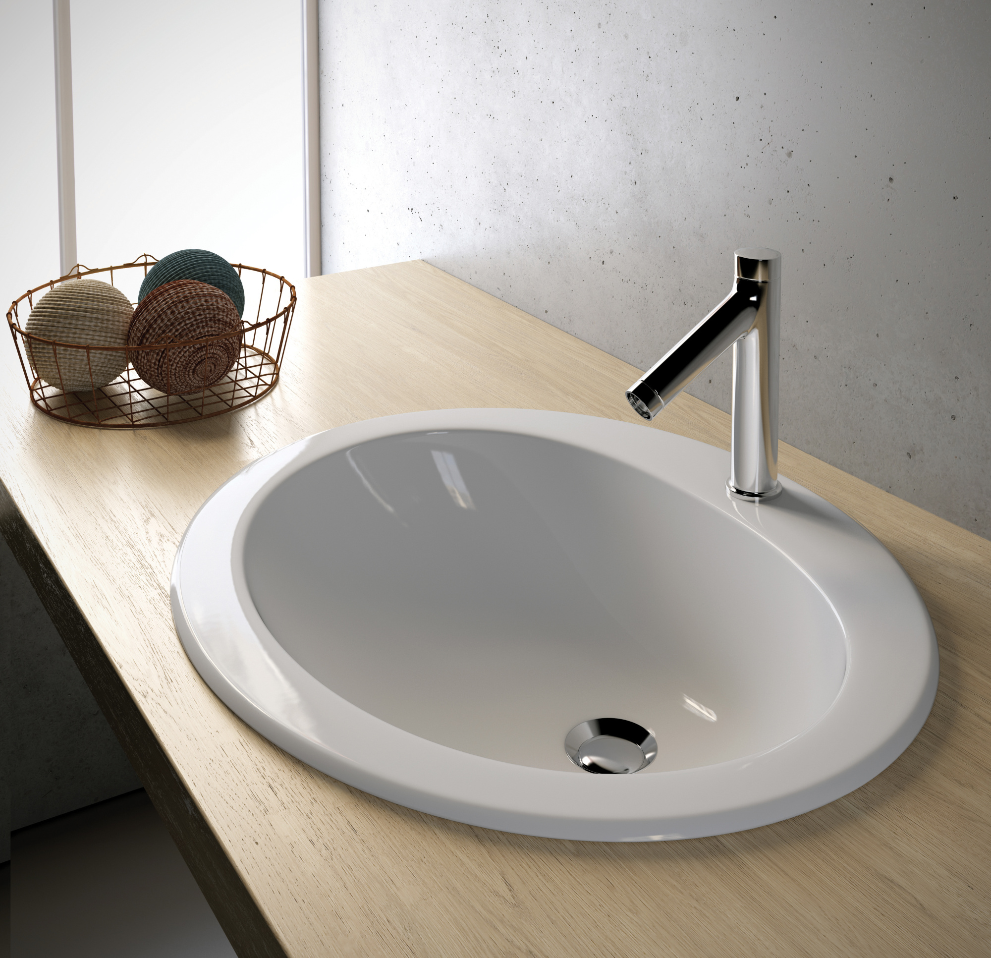 LIL4658101 Раковина полувстраиваемая Olympia Export с отв. под смеситель 58х49 см (цвет - белый глянцевый)