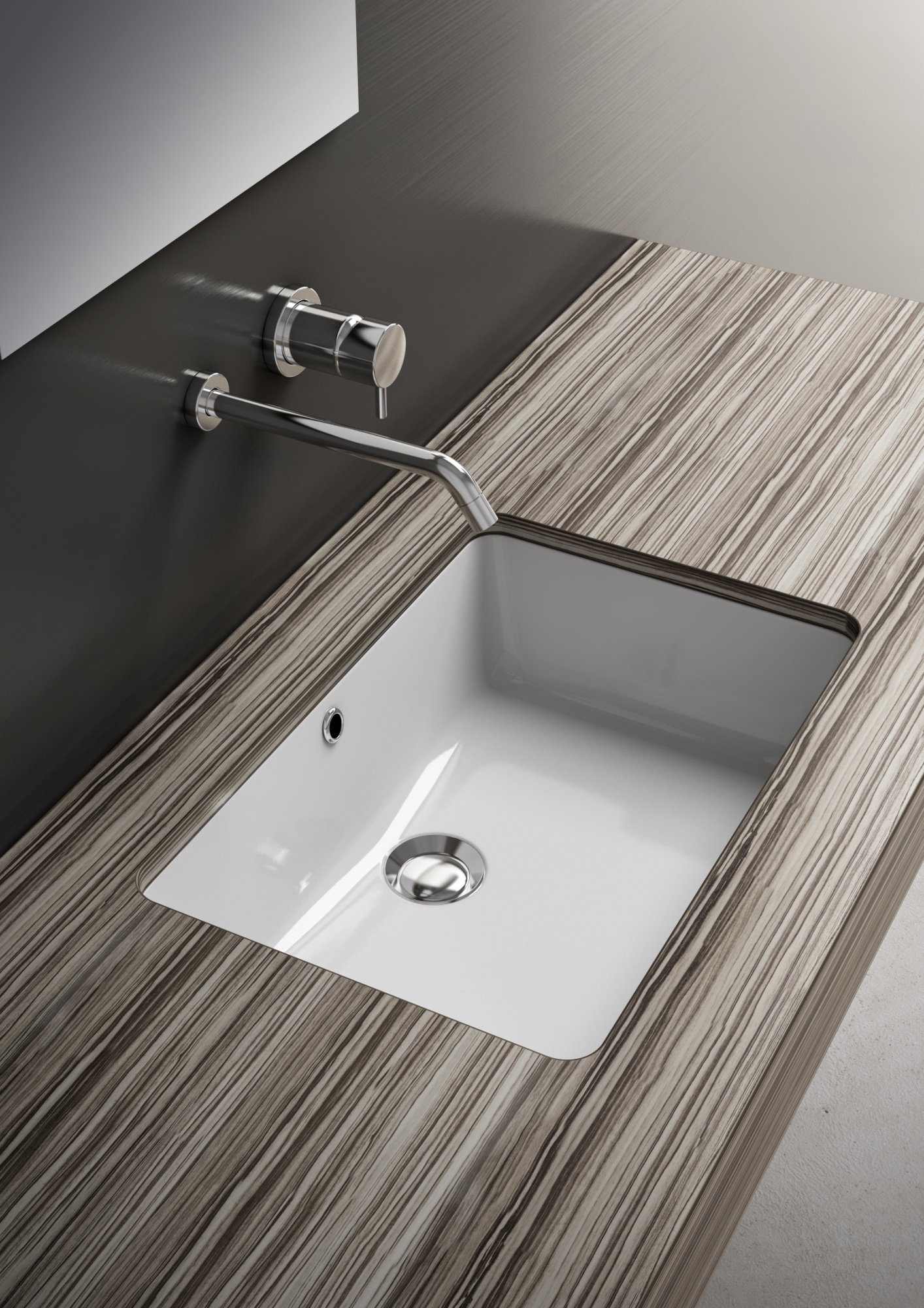 LIL4456001 Раковина встраиваемая Olympia Sottopiano Rettangolare, 56x37.5 см с креплениями (цвет - белый глянцевый)