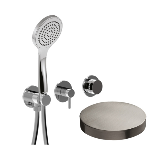 MRX5302DLEPNKO Внешняя часть встраиваемого смесителя для душа Giulini My Ring Deluxe на 3 режима, однорычажный, поворотный переключатель, ручной душ + 2 доп. вывода воды  (цвет - никель матовый)