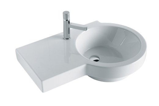 TUT417S101 Раковина Olympia Tutto Evo подвесная, 75x50xh18 см, с отверстием под смеситель, левая (цвет - белый глянцевый)#
